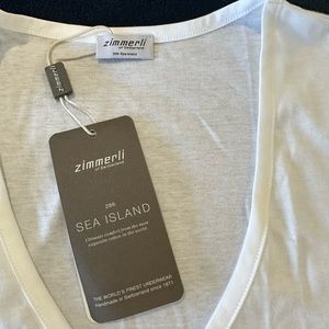 Zimmerli Sea Island Luxury Cotton V Neck T-Shirt -  short sleeve-White